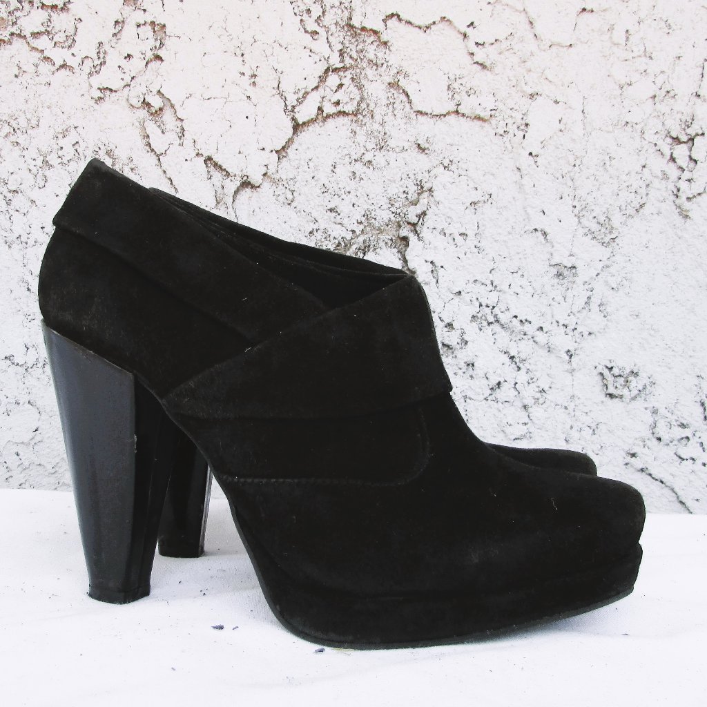 Kcr Cold Stir Black Leather Suede Ankle Boots 7m
